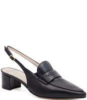 Amalfi Poseidone Leather Slingback Penny Loafer Pumps