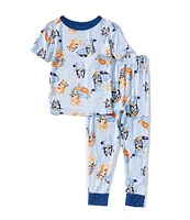 AME Little Boys 2T-4T Rainy Day Bluey Short Sleeve Pajama Top & Allover Printed Pajama Pant Set