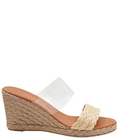 Andre Assous Anfisa Raffia Vinyl Espadrille Wedge Sandals