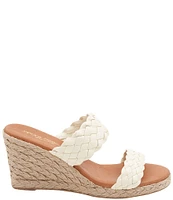 Andre Assous Aria Woven Leather Espadrille Wedge Slides