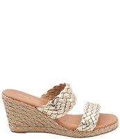 Andre Assous Aria Woven Leather Espadrille Wedge Slides