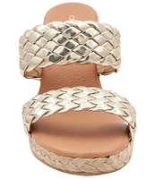 Andre Assous Aria Woven Leather Espadrille Wedge Slides