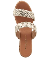 Andre Assous Aria Woven Leather Espadrille Wedge Slides