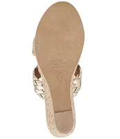 Andre Assous Aria Woven Leather Espadrille Wedge Slides