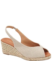 Andre Assous Audrey Fabric Espadrille Wedge Peep Toe Sandals