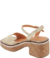 Andre Assous Louise Leather Featherweight Cork Platform Ankle Strap Sandals