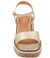 Andre Assous Louise Leather Featherweight Cork Platform Ankle Strap Sandals