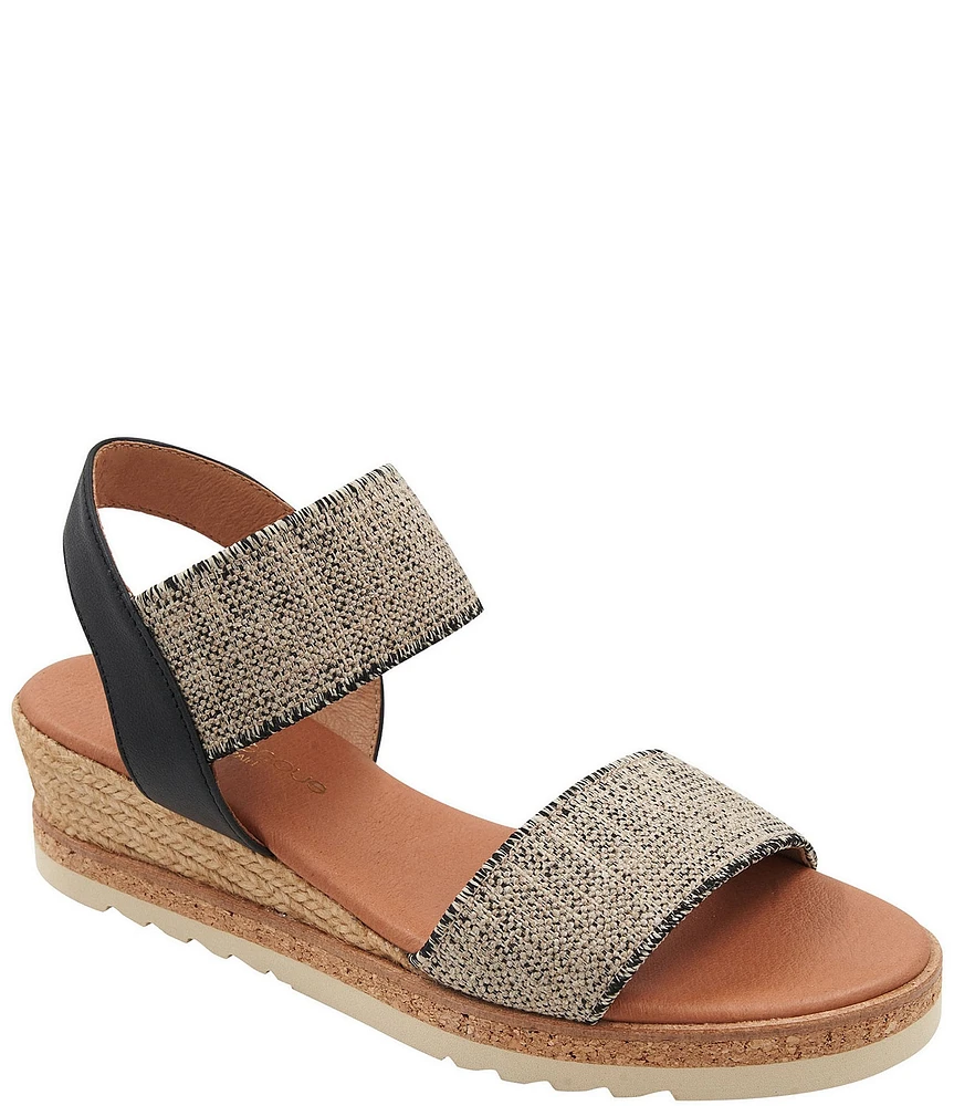 Andre Assous Neveah Raffia Ankle Strap Espadrille Platform Wedge Sandals