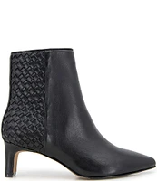 Andre Assous Winter Leather Woven Detailed Kitten Heel Booties