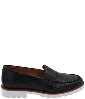 Andre Assous Philipa Lizard Embossed Leather Lug Sole Loafers