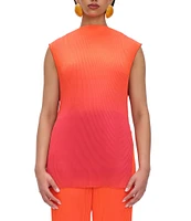 Andrea Iyamah Atti Ombre Pleated Plisse Mock Neck Sleeveless Top