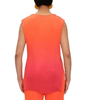 Andrea Iyamah Atti Ombre Pleated Plisse Mock Neck Sleeveless Top