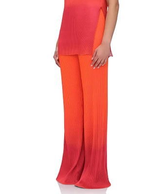 Andrea Iyamah Atti Pleated Ombre Plisse Straight Leg Pants