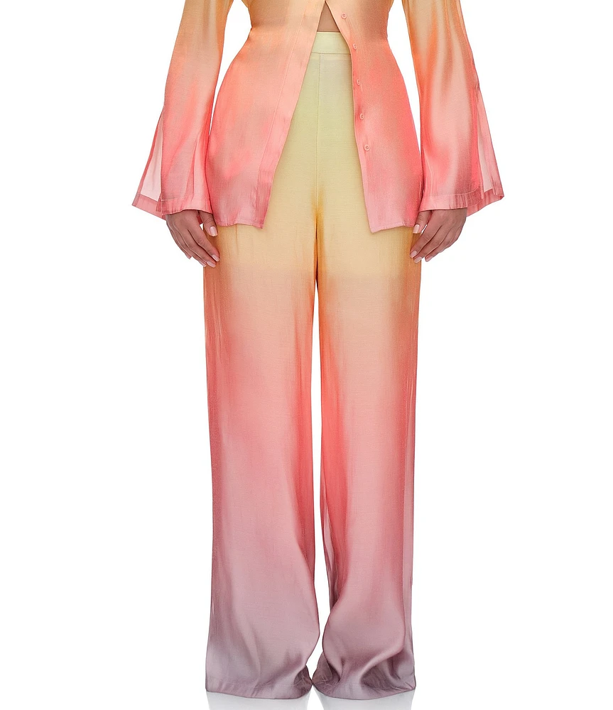 Andrea Iyamah Bata Light Ombre Chiffon Straight Leg Pants