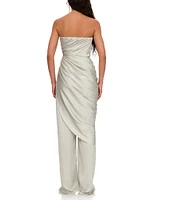 Andrea Iyamah Envo Draped Satin Sleeveless Skirt Panel Jumpsuit