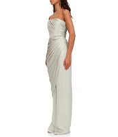 Andrea Iyamah Envo Draped Satin Sleeveless Skirt Panel Jumpsuit