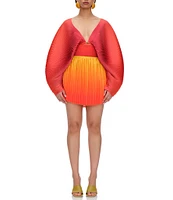 Andrea Iyamah Kata Satin Ombre Pleated Mini Skirt