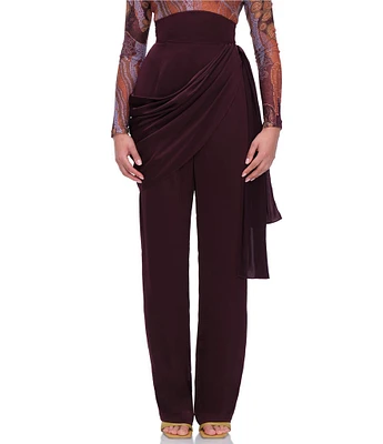 Andrea Iyamah Loti High Rise Cinched Waist Drape Front Straight Leg Pant