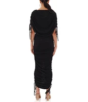 Andrea Iyamah Ratu Mesh Boat Neck Short Sleeve Drape Reversible Dress