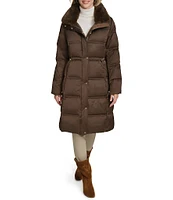 Andrew Marc Emery Luster Down Filled Faux Fur Collar Walker Coat