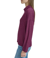 Andrew Marc Sport Collared Split Neck Long Sleeve Pullover