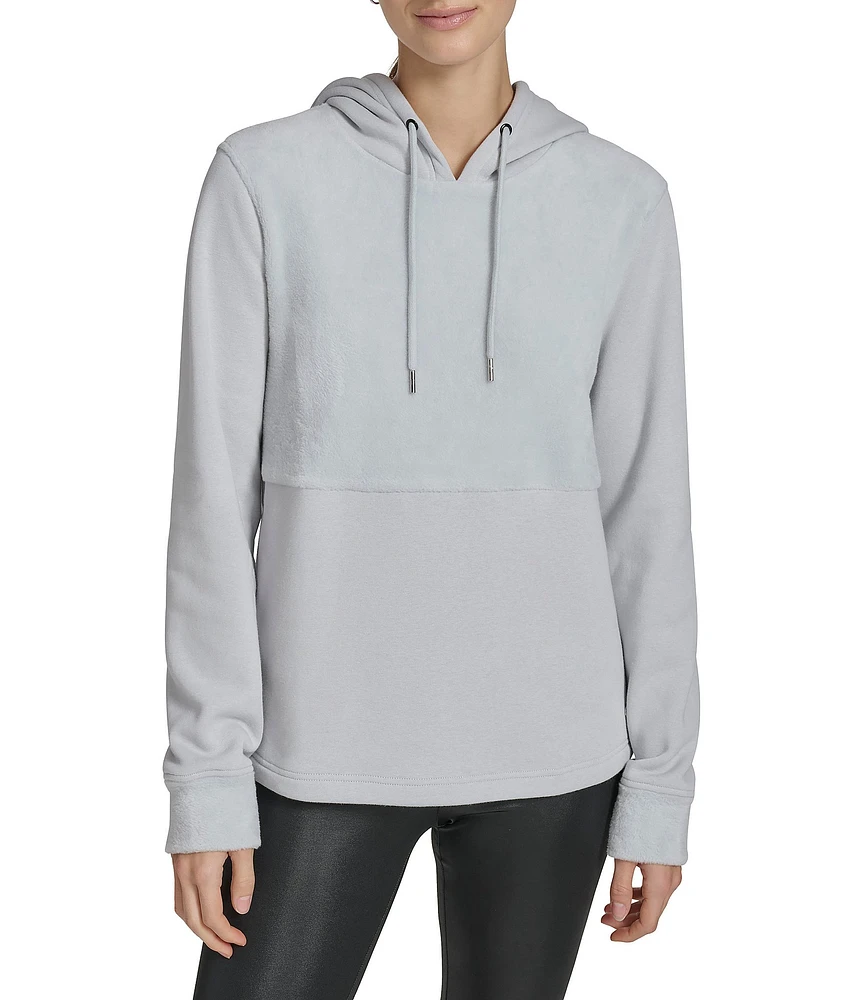 Andrew Marc Sport Fur Backed Fleece Hooded Sweatshirt