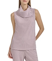 Andrew Marc Sport Knit Stretch Sleeveless Funnel Neck Top