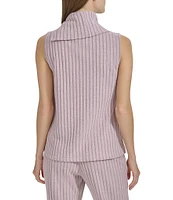 Andrew Marc Sport Knit Stretch Sleeveless Funnel Neck Top