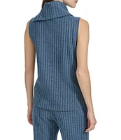 Andrew Marc Sport Knit Stretch Sleeveless Funnel Neck Top