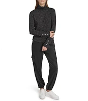 Andrew Marc Sport Knit Turtleneck Sweater with Faux Snaps