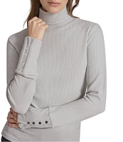 Andrew Marc Sport Knit Turtleneck Sweater with Faux Snaps