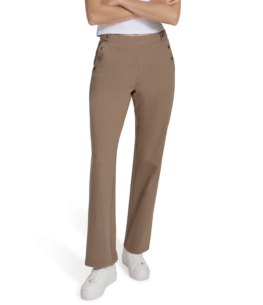 Andrew Marc Sport Knit Twill Kick Flare Pant with Sailor Buttons