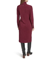 Andrew Marc Sport Luxe Rib Turtleneck Neckline Long Sleeve Midi Dress