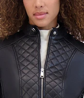 Andrew Marc Sport Marlette Quilted Collared Leather Jacket