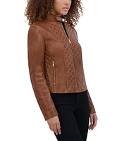 Andrew Marc Sport Marlette Quilted Collared Leather Jacket