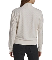 Andrew Marc Sport Mock Neckline Chevron Jacquard Knit Turtleneck Top