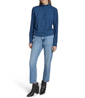 Andrew Marc Sport Mock Neckline Chevron Jacquard Knit Turtleneck Top