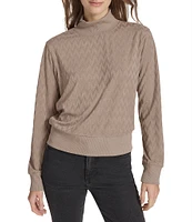 Andrew Marc Sport Mock Neckline Chevron Jacquard Knit Turtleneck Top