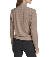 Andrew Marc Sport Mock Neckline Chevron Jacquard Knit Turtleneck Top