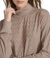 Andrew Marc Sport Mock Neckline Chevron Jacquard Knit Turtleneck Top