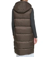 Andrew Marc Sport Quilted Faux Down Filled Hooded Long Puffer Vest