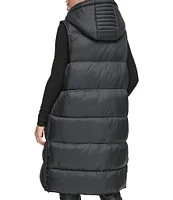 Andrew Marc Sport Quilted Faux Down Filled Hooded Long Puffer Vest