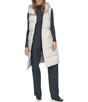 Andrew Marc Sport Quilted Faux Down Filled Hooded Long Puffer Vest