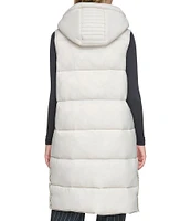 Andrew Marc Sport Quilted Faux Down Filled Hooded Long Puffer Vest