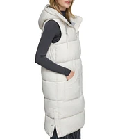 Andrew Marc Sport Quilted Faux Down Filled Hooded Long Puffer Vest