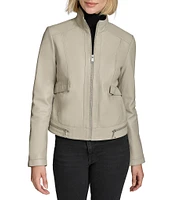 Andrew Marc Sport Rowan Leather Collared Racer Jacket