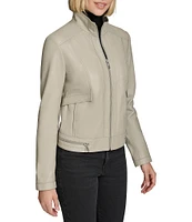 Andrew Marc Sport Rowan Leather Collared Racer Jacket