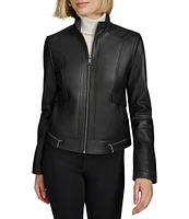 Andrew Marc Sport Rowan Leather Collared Racer Jacket