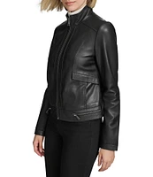 Andrew Marc Sport Rowan Leather Collared Racer Jacket