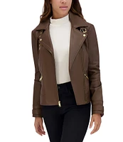 Andrew Marc Sport Salla Asymmetrical Zip Collared Leather Moto Jacket